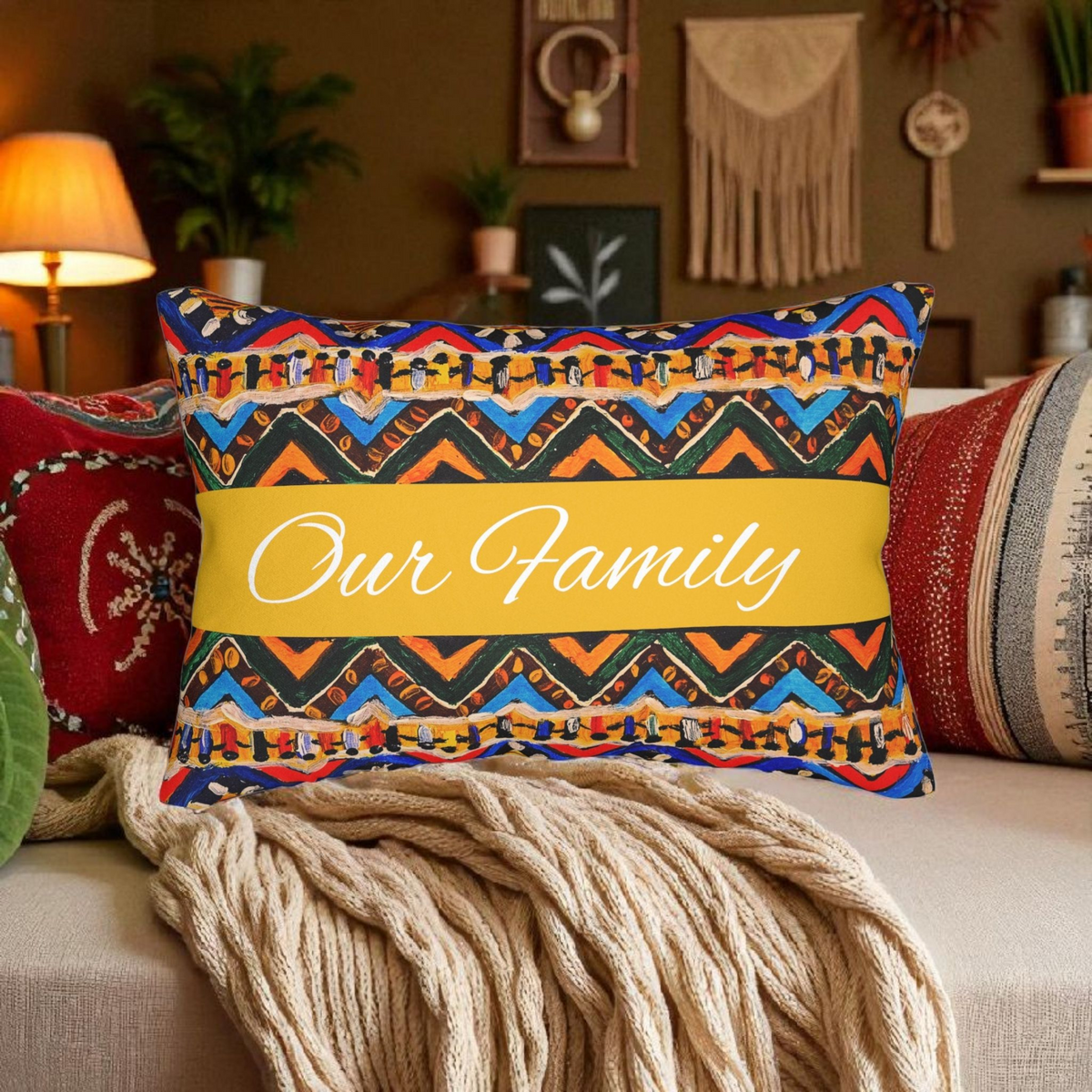 Ethnic Handmade Tribal Pattern Lumbar Pillow - Cozy and Decorative Sofa Accessory Printify