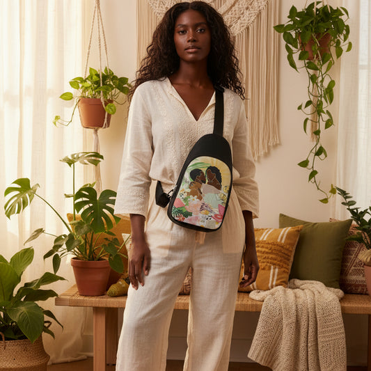 Afro Couple Love Graphic Chest Bags
