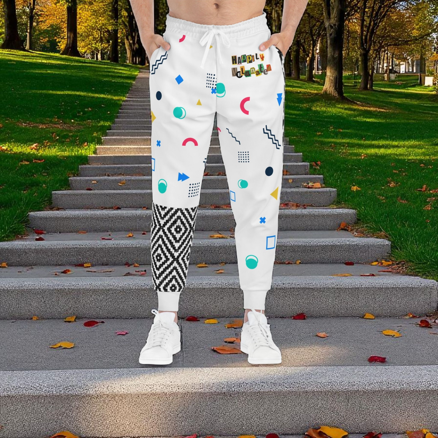 Handcrafted Aztec Pattern Unisex Athletic Joggers, Comfy Aztec Workout Pants