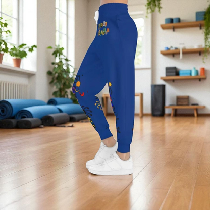 Afro Music Cartoon Art Unisex Athletic Joggers, Handcrafted Jogger Pants