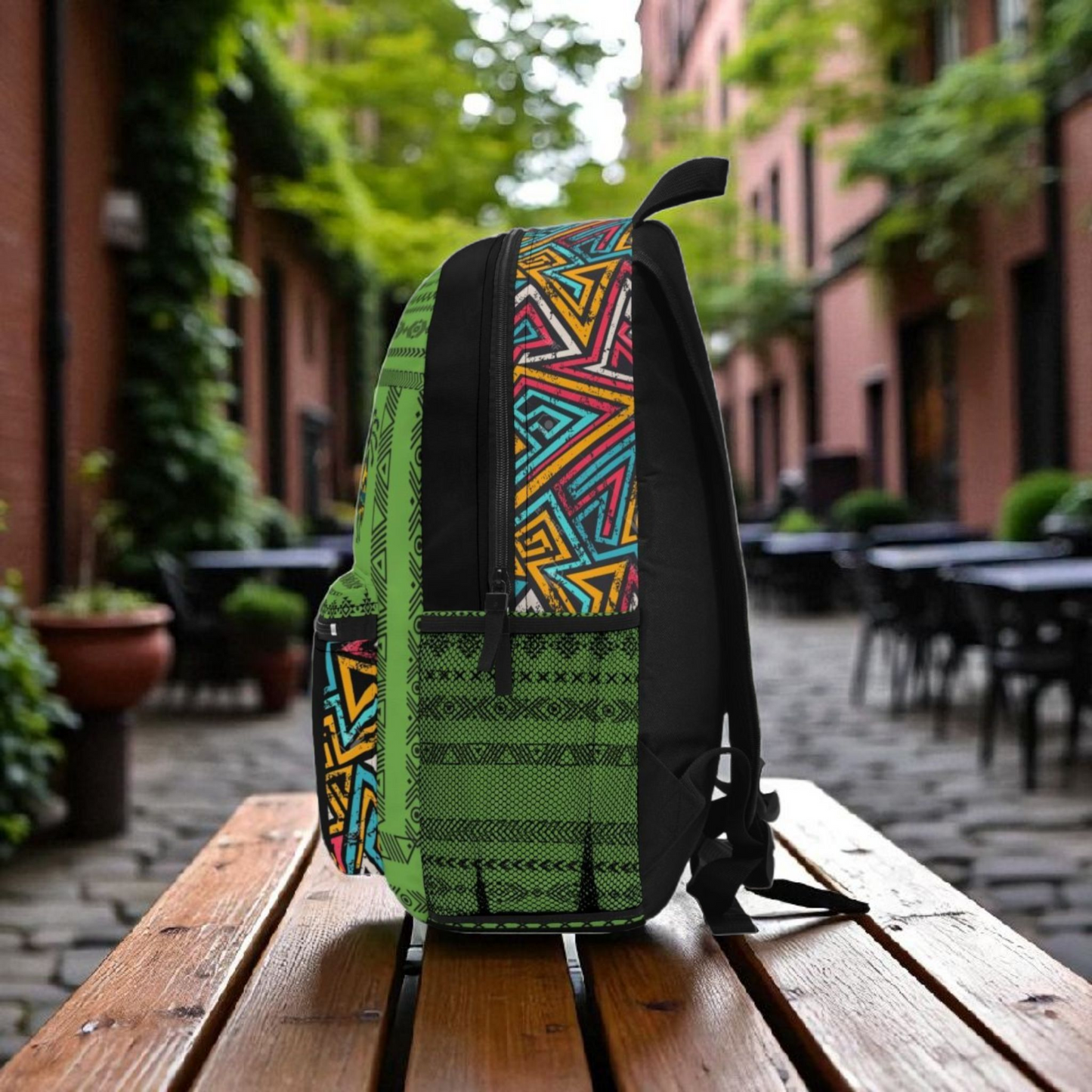 Unique Afro Music Backpack, Music Lover Bag, Cartoon Print Rucksack, Ethnic Design