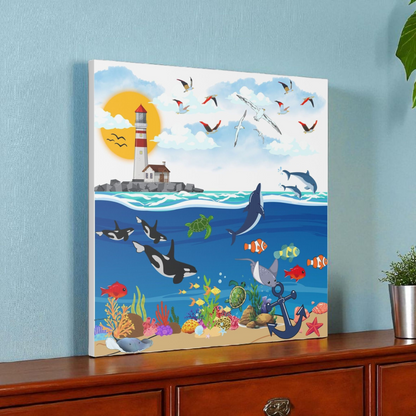 Vibrant Ocean Scene Canvas Wall Art, Nautical Decor for Beach Lovers, Coastal Living, Gift for Housewarming, Relaxing Atmosphere
