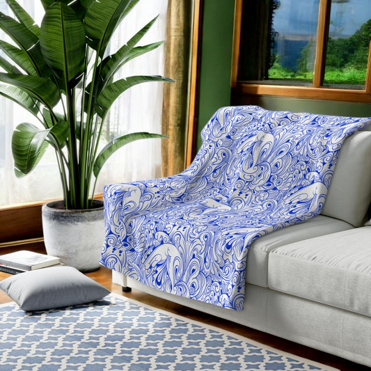 Cozy Floral Sherpa Fleece Blanket - Warm Plush Throw, Floral Pattern