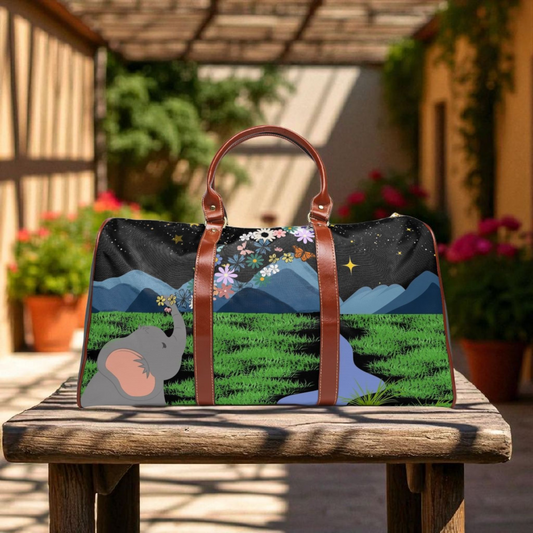 Elephant Adventure Waterproof Travel Bag - Nature-Inspired Design for Eco-Friendly Travelers