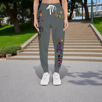 Afro Music Cartoon Art Unisex Athletic Joggers, Handcrafted Jogger Pants, Workout Sweatpants