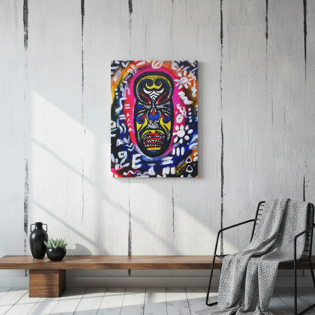 Unique Tribal Mask Painting,  Matte Canvas Stretched - Authentic Ethnic Decor Printify