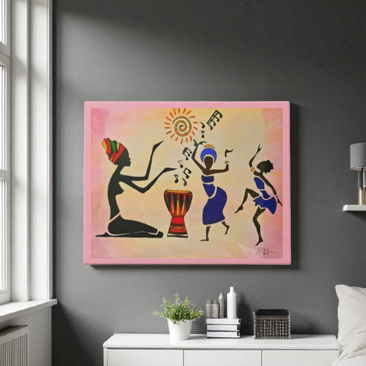 Original Hand Drawn Tribal Music Wall Art, Unique Ethnic Illustration