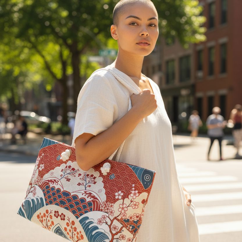 Stylish Weekender Bag with Floral Wave Design | Perfect for Travel Printify