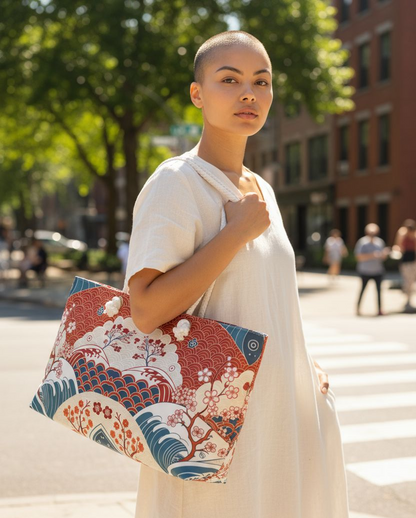 Stylish Weekender Bag with Floral Wave Design | Perfect for Travel