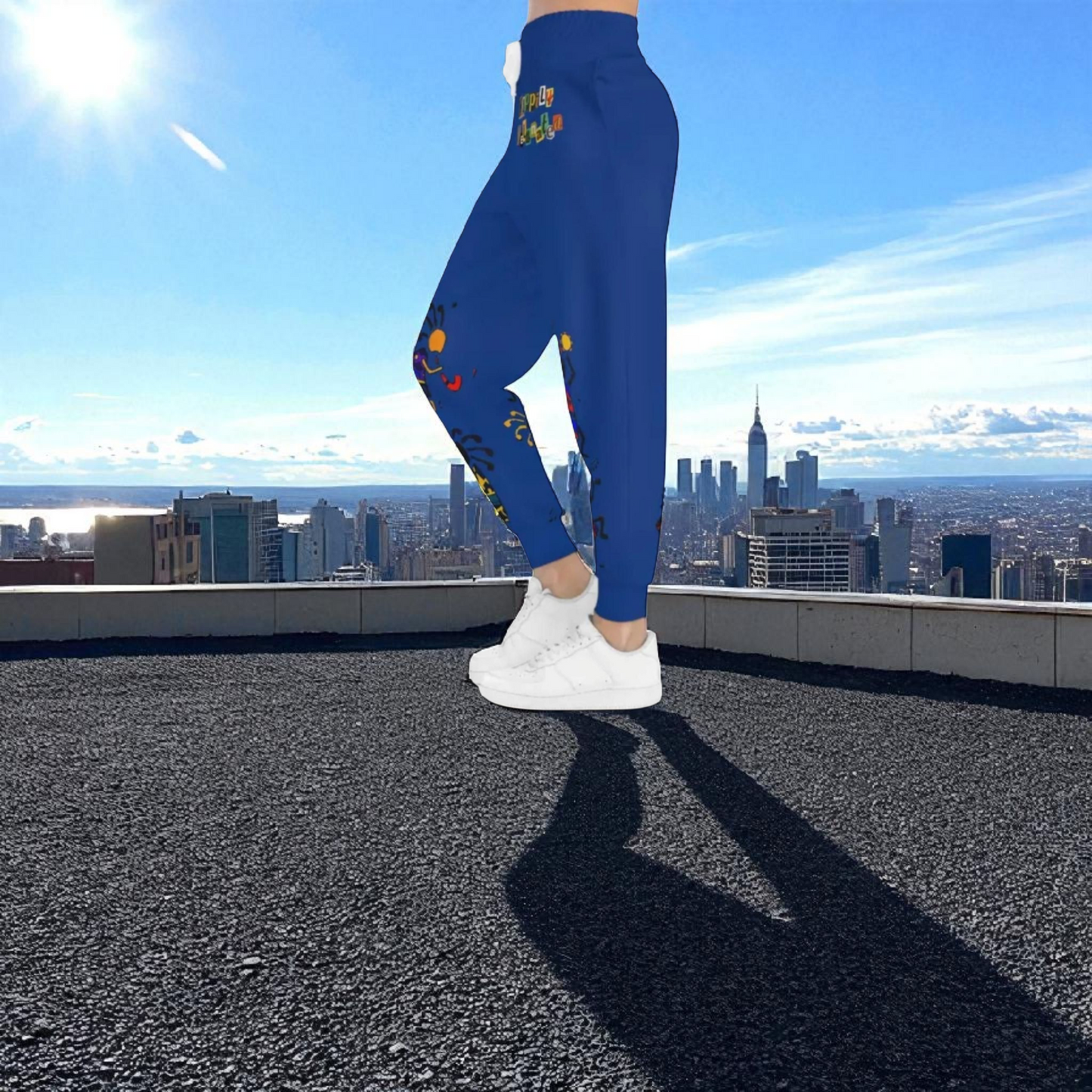 Afro Music Cartoon Art Unisex Athletic Joggers, Handcrafted Jogger Pants