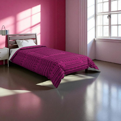 Afro Geometric Comforter, Cozy Blanket for Home Decor, Boho Style Bedding
