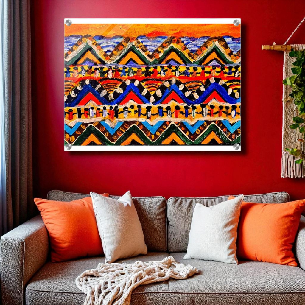 High-Quality Tribal Painting on Acrylic - Colorful, Impactful Art Print for Office & Living Space Gelato