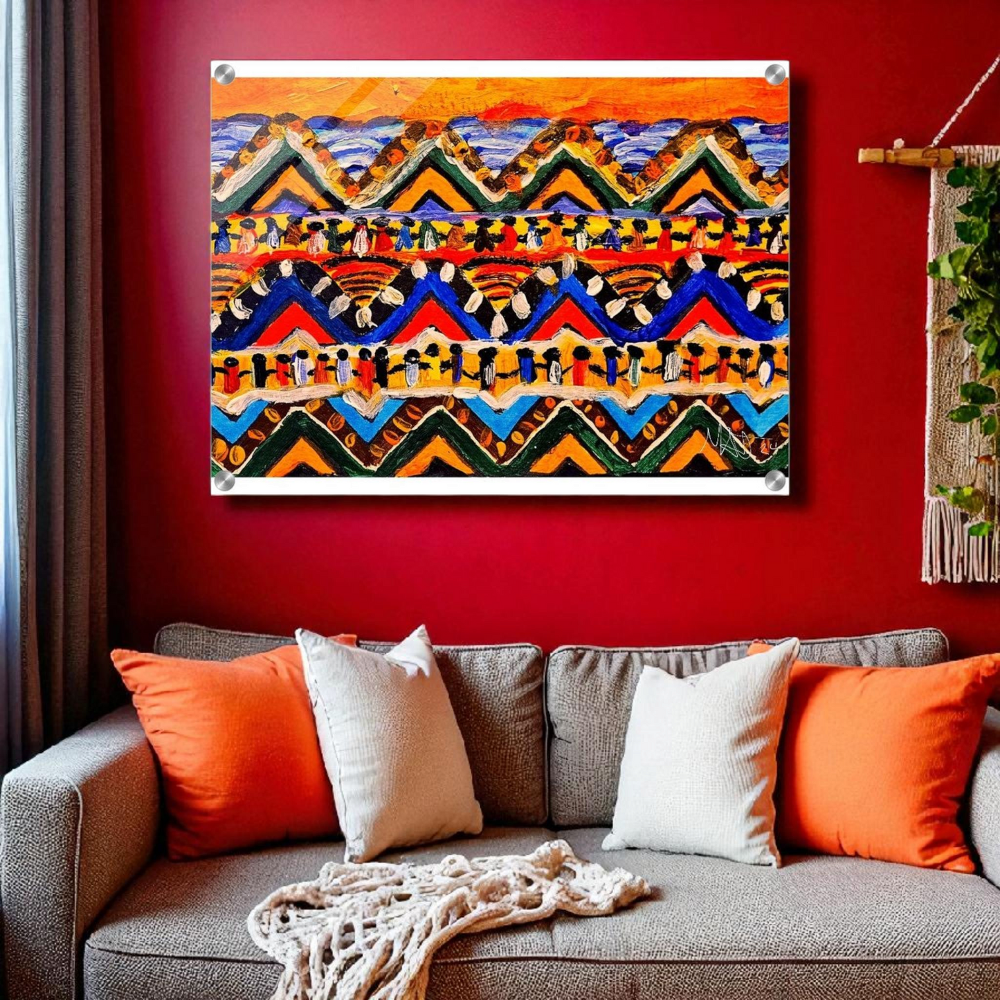 High-Quality Tribal Painting on Acrylic - Colorful, Impactful Art Print for Office & Living Space