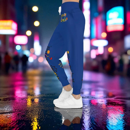 Afro Music Cartoon Art Unisex Athletic Joggers, Handcrafted Jogger Pants