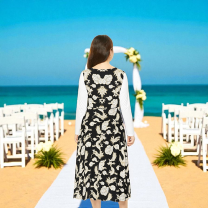 Elegant Dragon Print Long Sleeve Dance Dress | Boho Style, Dance Wear, Vintage Inspired