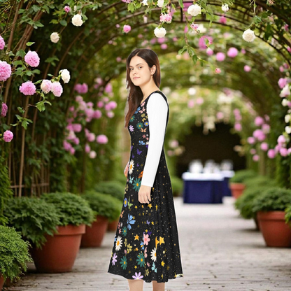 Celestial Floral Long Sleeve Dance Dress - Perfect for Parties, Events, Spring Celebrations