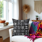Boho Aztec Tribal Pattern Square Pillow - Double Sided Print Hidden Zipper Printify