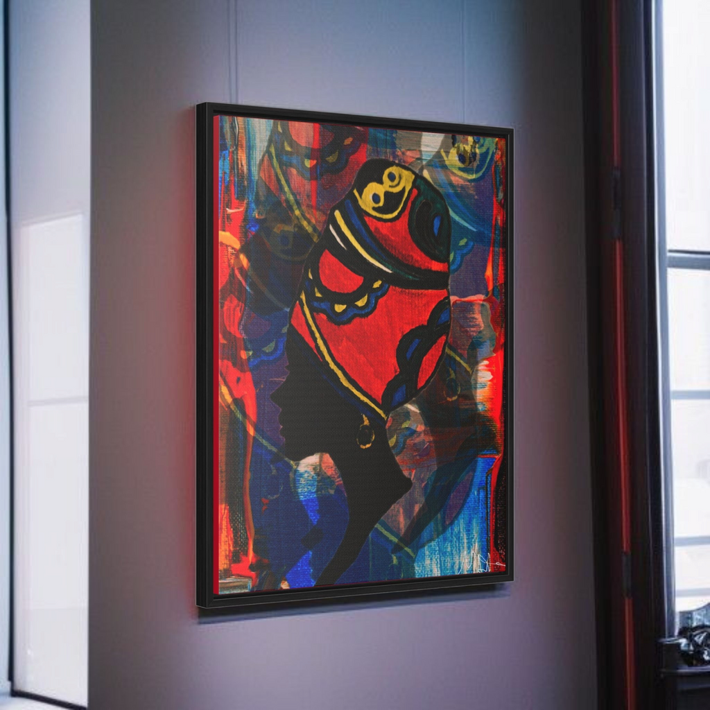 Artisan Black Woman Portrait, Handcrafted Wall Art, Empowering Home Decor, Vertical Frame Printify