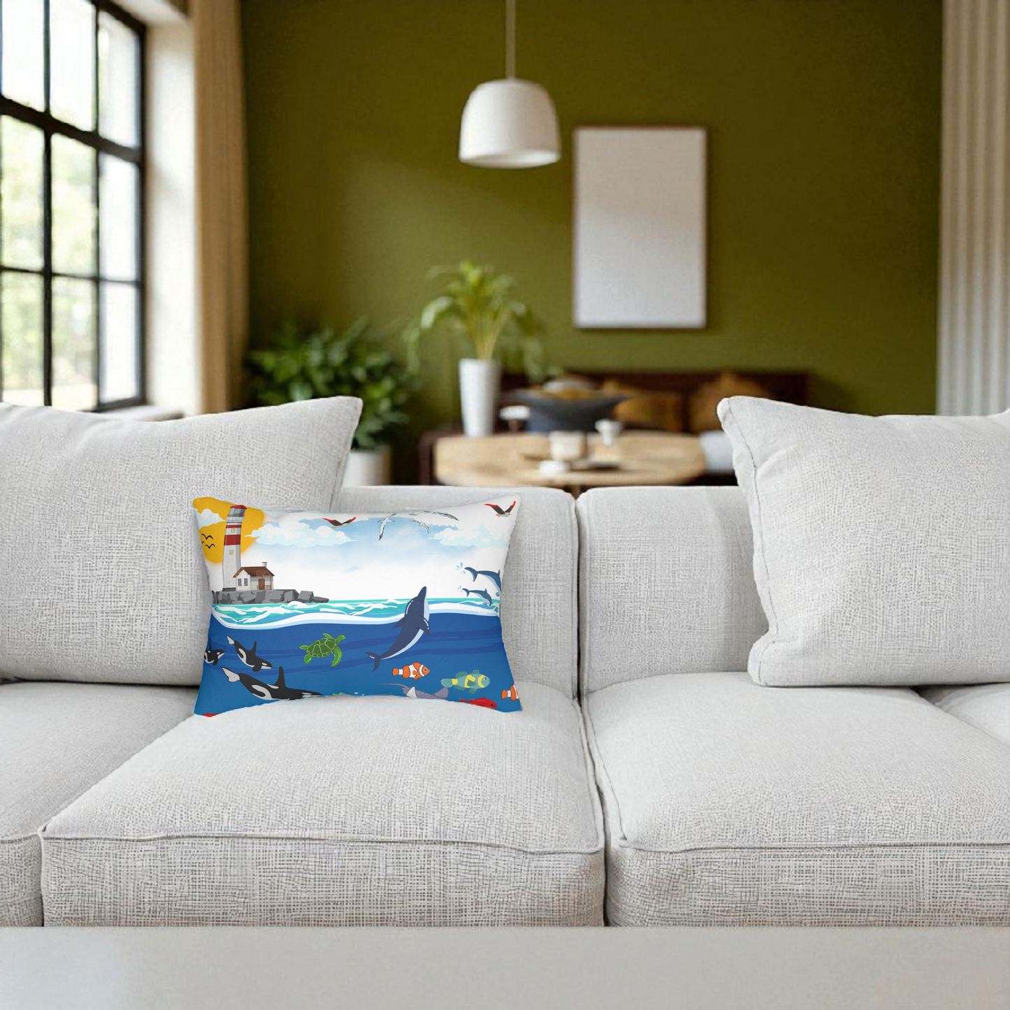 Ocean Adventure Lumbar Pillow - Nautical Marine Decor for Home