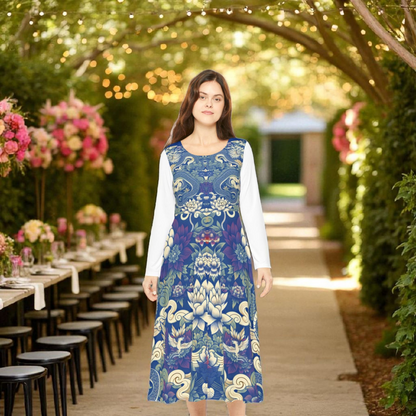 Unique Elegant Floral Print Long Sleeve Dance Dress, Perfect for Parties, Comfortable Fit