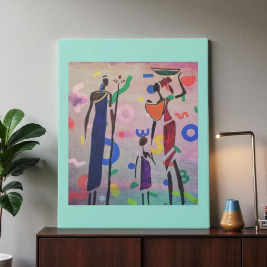 African Family Doodle Wall Art - Hand Drawn Tribal Decor, Ethnic Artwork for Art Lovers