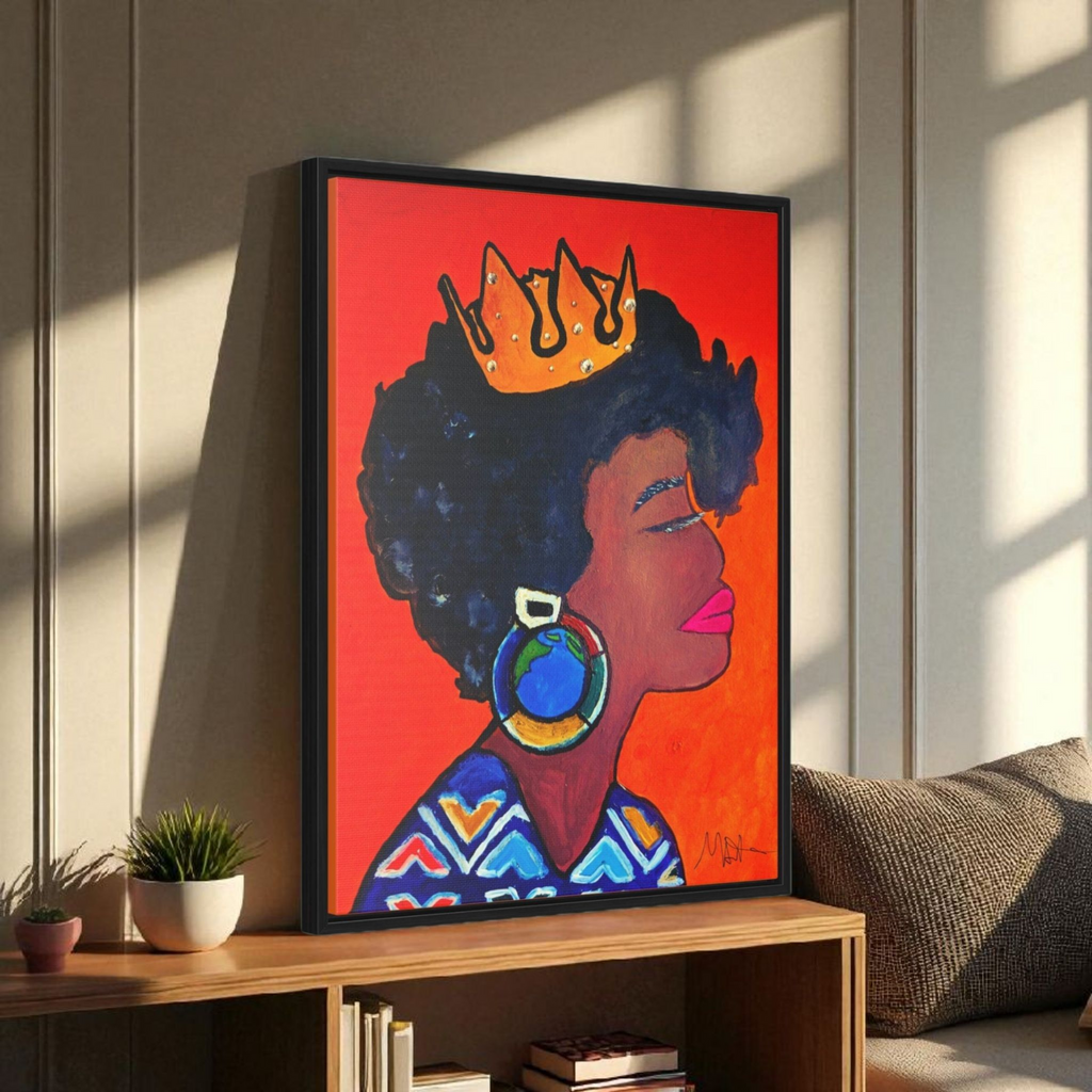 Wall Art - Exquisite Ethnic Woman Canvas Painting, Vertical Gallery Wrapped Artwork Printify