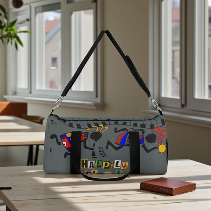Afro Music Cartoon Piano Art Handcrafted Duffel Bag - Musician Gift, Travel Bag, Music Lover Gym Bag