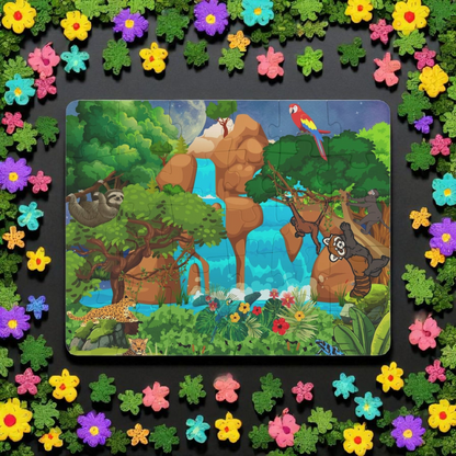 Kids' Puzzle, 30-Piece - Monkeys Animal in Jungle Educational Toy Game for Children