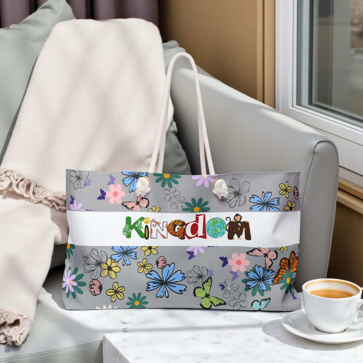 Vibrant Floral Kingdom Weekender Bag - Perfect for Travel & Beach