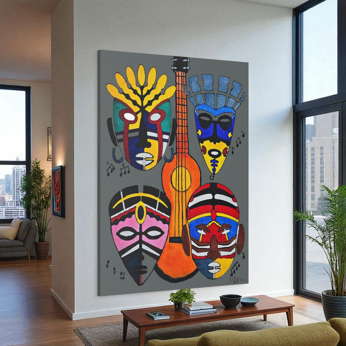 Tribal Mask Acrylic Prints, Wall Art Decor, Native American Artwork, Home Office Decor Printify