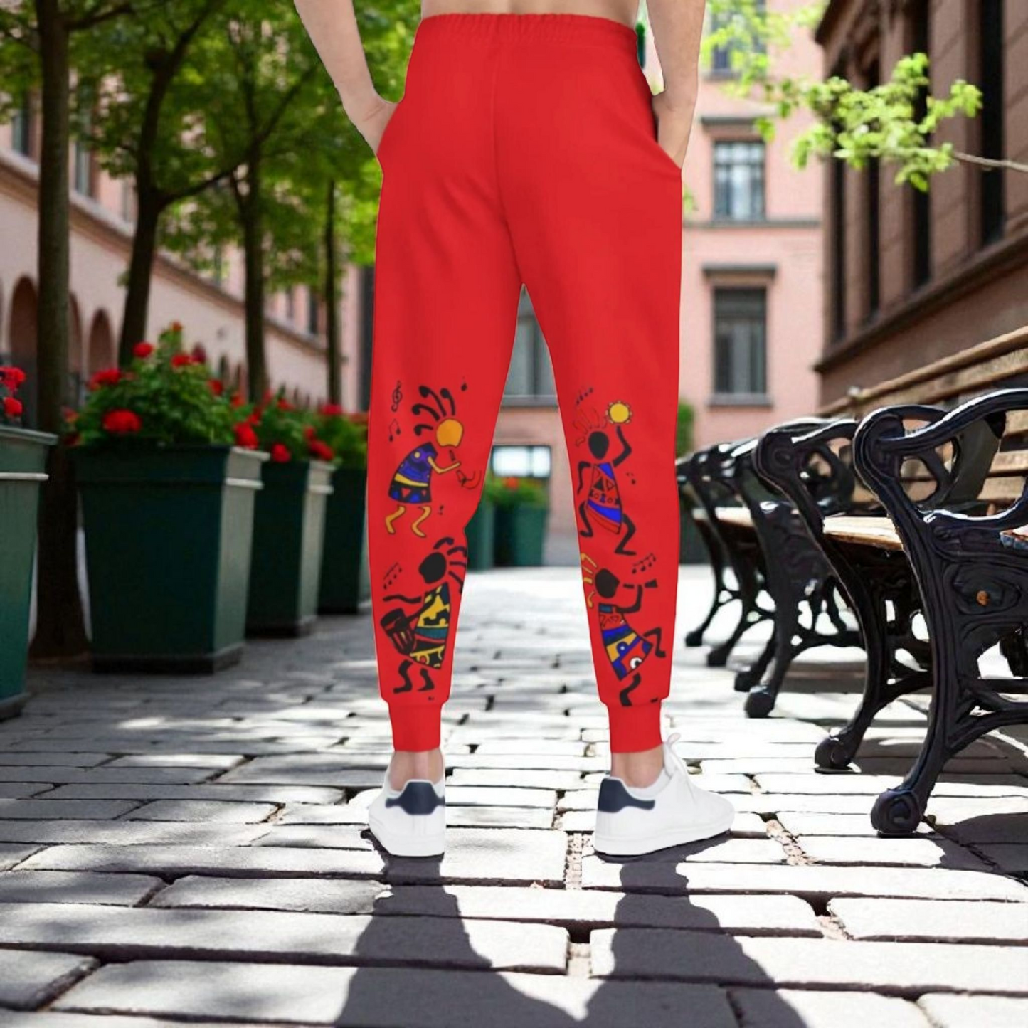 Afro Music Cartoon Art Unisex Athletic Joggers, Handcrafted Jogger Pants, Music Lover Gift