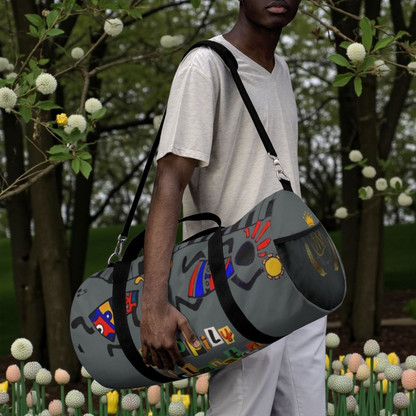 Afro Music Cartoon Piano Art Handcrafted Duffel Bag - Musician Gift, Travel Bag, Music Lover Gym Bag