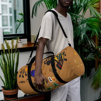 Afro Music Cartoon Piano Art Handcrafted Duffel Bag - Musician Gift, Travel Bag