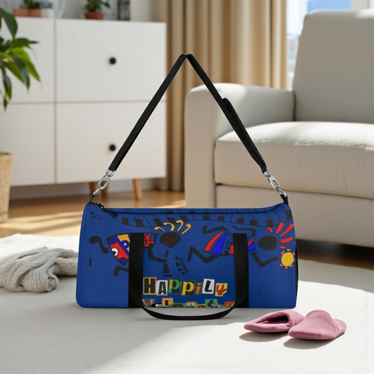 Afro Music Cartoon Piano Art Handcrafted Duffel Bag - Musician Gift, Travel Bag, Music Lover Gym Bag