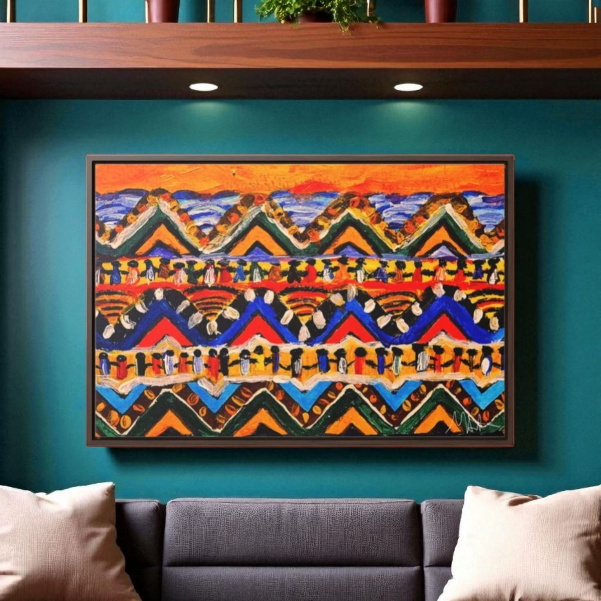Original Tribal Artwork, Handcrafted Gallery Wrap in Walnut/Black Printify