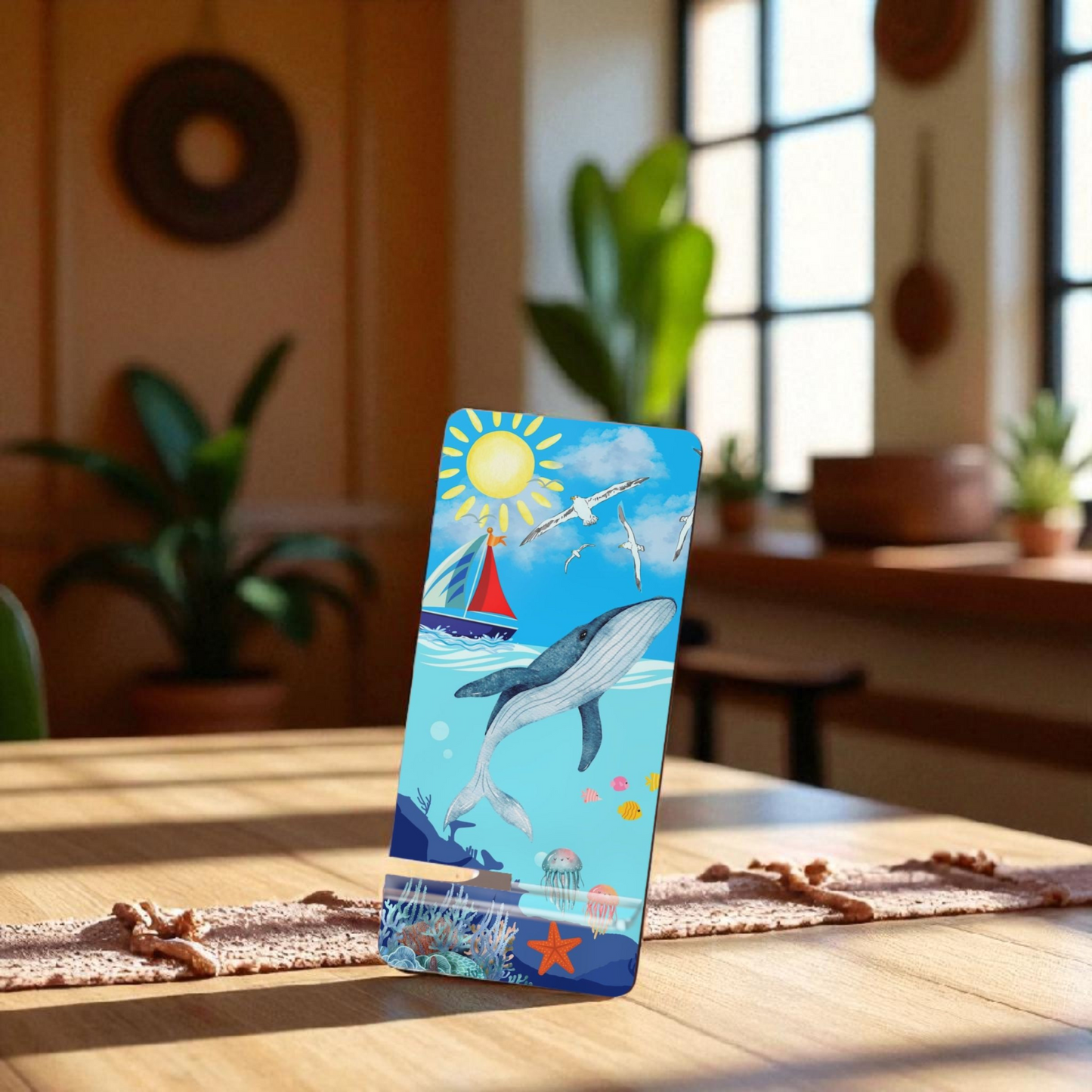 Ocean-Themed Smartphone Stand with Whale Design