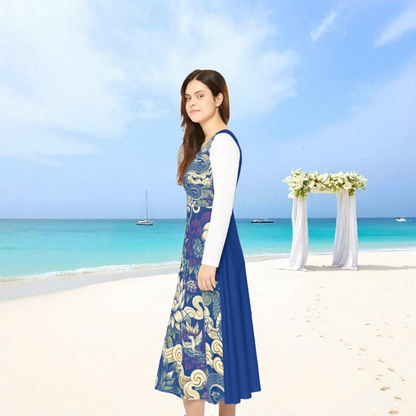 Unique Elegant Floral Print Long Sleeve Dance Dress, Perfect for Parties, Comfortable Fit