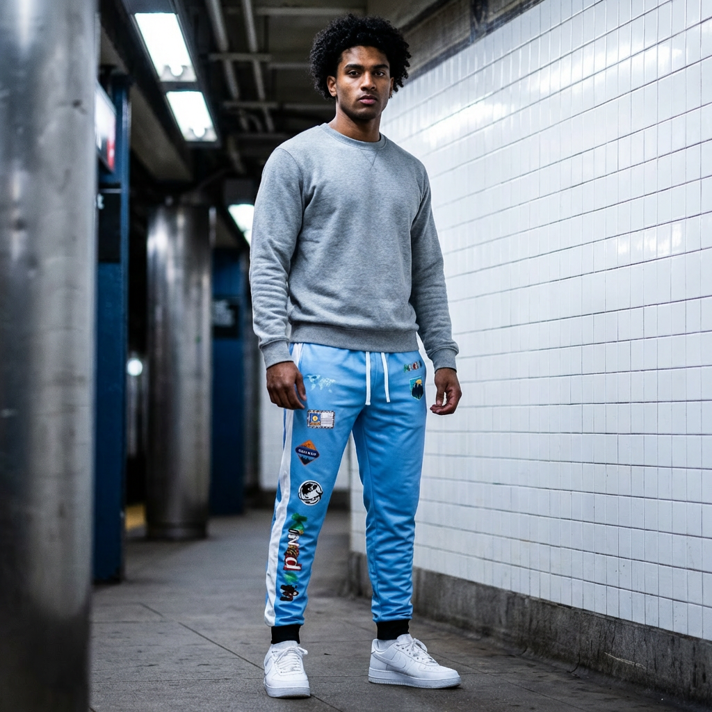 Graphic Travel-Inspired Athletic Joggers, Unisex Workout Pants