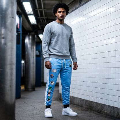 Graphic Travel-Inspired Athletic Joggers, Unisex Workout Pants