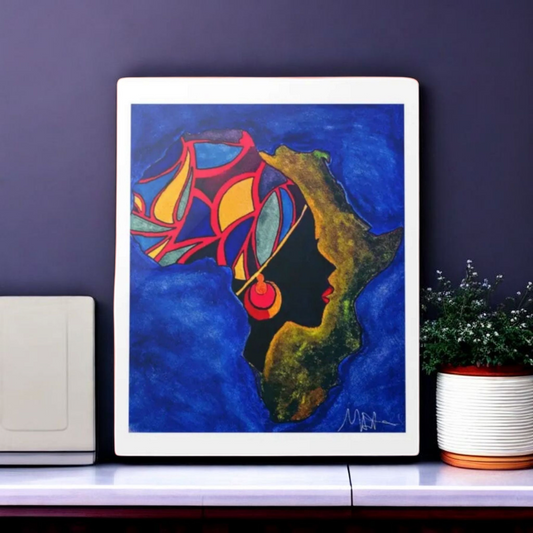 Ethnic Wall Art -Abstract Africa Map Painting on Metal, Detailed Handcrafted Continent Illustration
