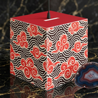 Japanese Wave Cube Lamp — Red Kumo Pattern Light Printify