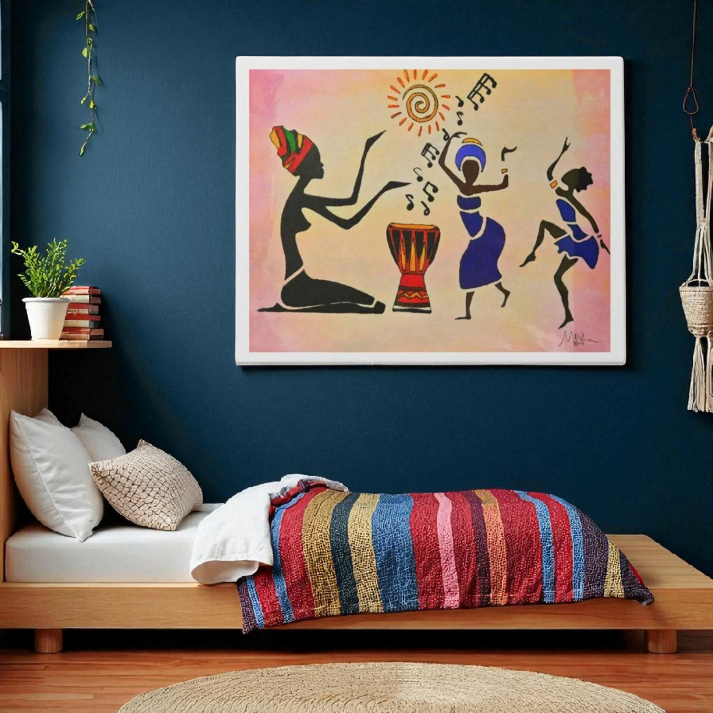 Original Hand Drawn Tribal Music Wall Art, Unique Ethnic Illustration
