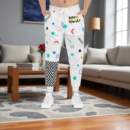 Handcrafted Aztec Pattern Unisex Athletic Joggers, Comfy Aztec Workout Pants