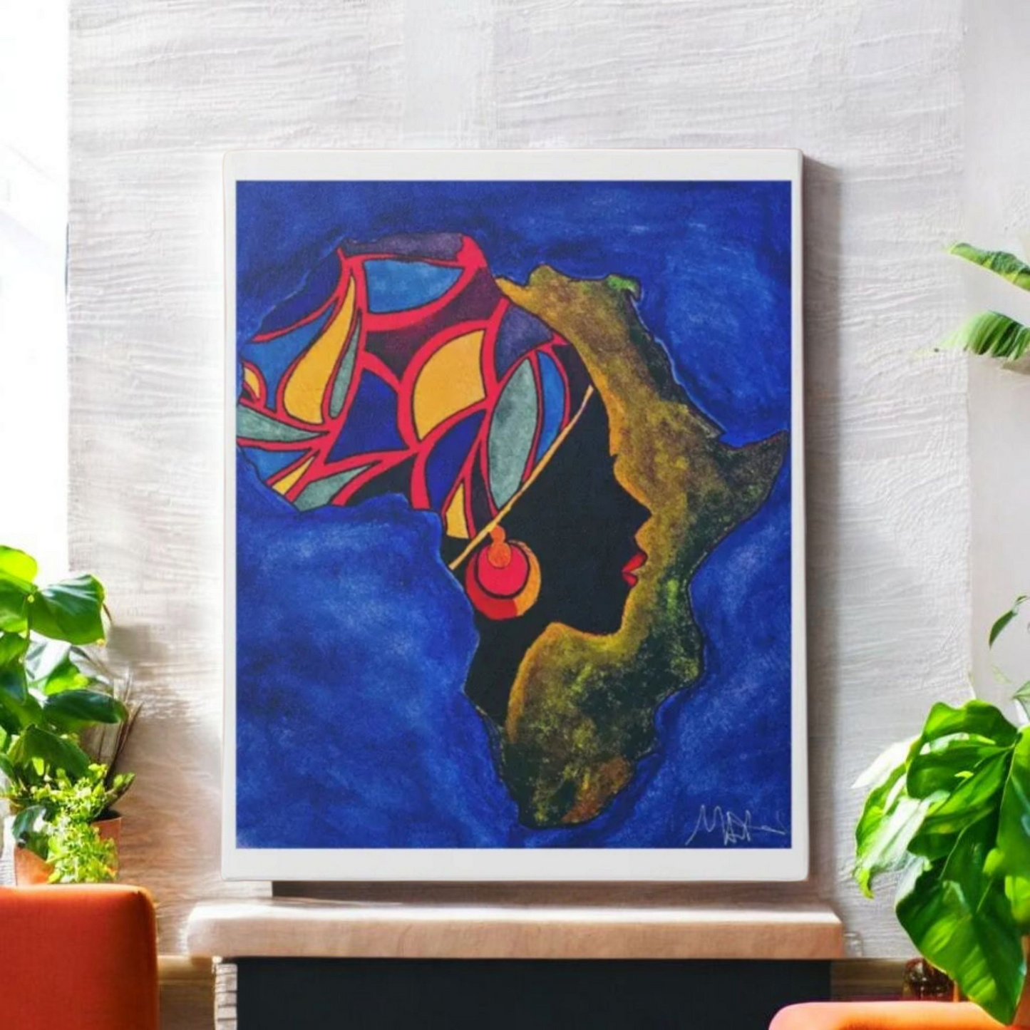 Ethnic Wall Art - Abstract Africa Map Painting on Canvas, Detailed Handcrafted Continent Illustration