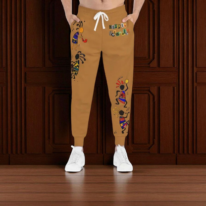 Afro Music Cartoon Art Unisex Athletic Joggers, Handcrafted Jogger Pants, Music Lover Gift