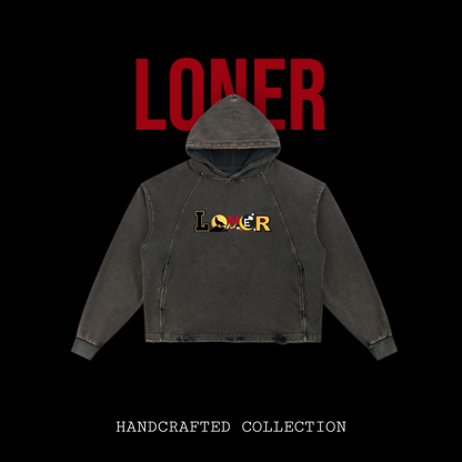 Samurai Menpo Graphic Vintage Washed Frayed-Hem Hoodie