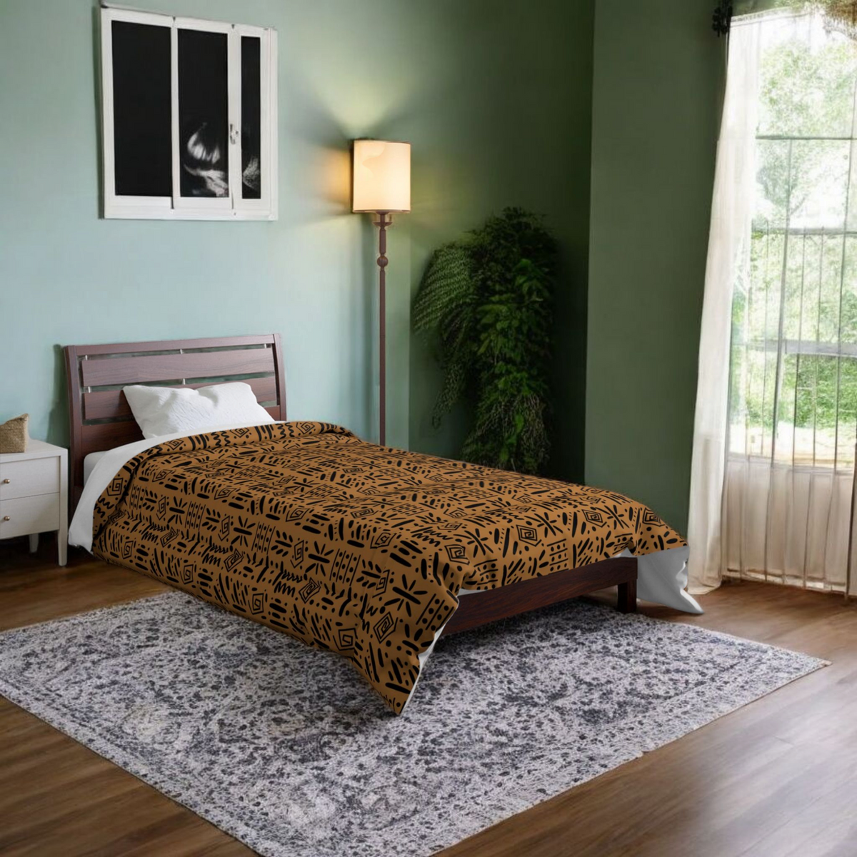 Boho Comforter, Aztec Pattern Bedding, Cozy Home Decor, Tribal Print Duvet Cover Printify