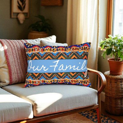 Tribal-Inspired Handcrafted Lumbar Pillow, Boho- Chic designed, Stylish Sofa Accessory