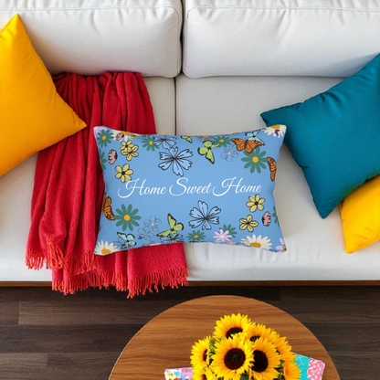 Home Sweet Home Floral Lumbar Pillow - Cozy Accent for Living Room