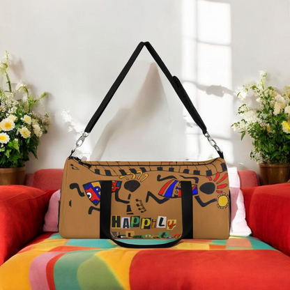Afro Music Cartoon Piano Art Handcrafted Duffel Bag - Musician Gift, Travel Bag